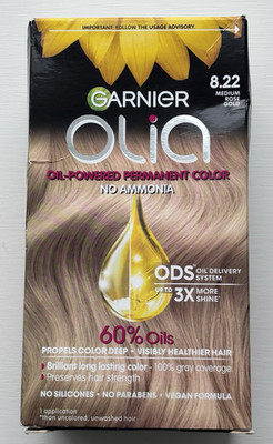 Garnier Olia Hair Color Dye MEDIUM ROSE GOLD 8.22 No Ammonia NEW