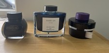 Pilot Iroshizuku Tsuki-Yo Platinum Carbon Black Lamy Dark Lilac Fountain Pen Ink
