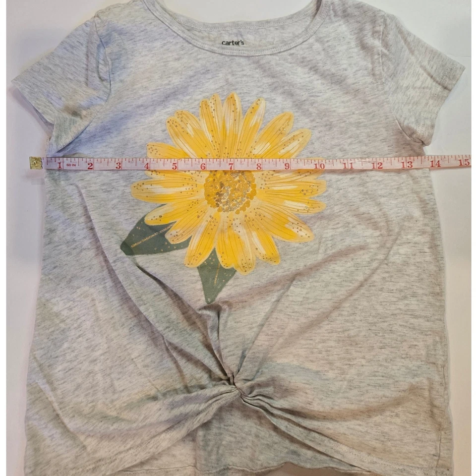 Camiseta Carter's Niños Gris Dobladillo Retorcido Amarillo Girasol Gráfico Talla 7/7A Foto 2 de 4
