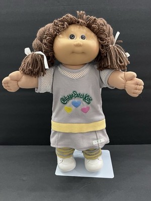 Vintage 1985 Cabbage Patch Kids Doll HTF Gray Yellow Tri Heart Dress Leg Warmers