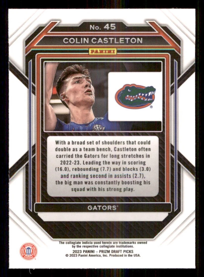 2023-24 Panini Prizm Draft Picks #45 Colin Castleton - Image 2 of 2