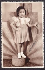 Beautiful Vintage Studio Photograph Little Girl Lovely Outfit Tiny Purse Fashion