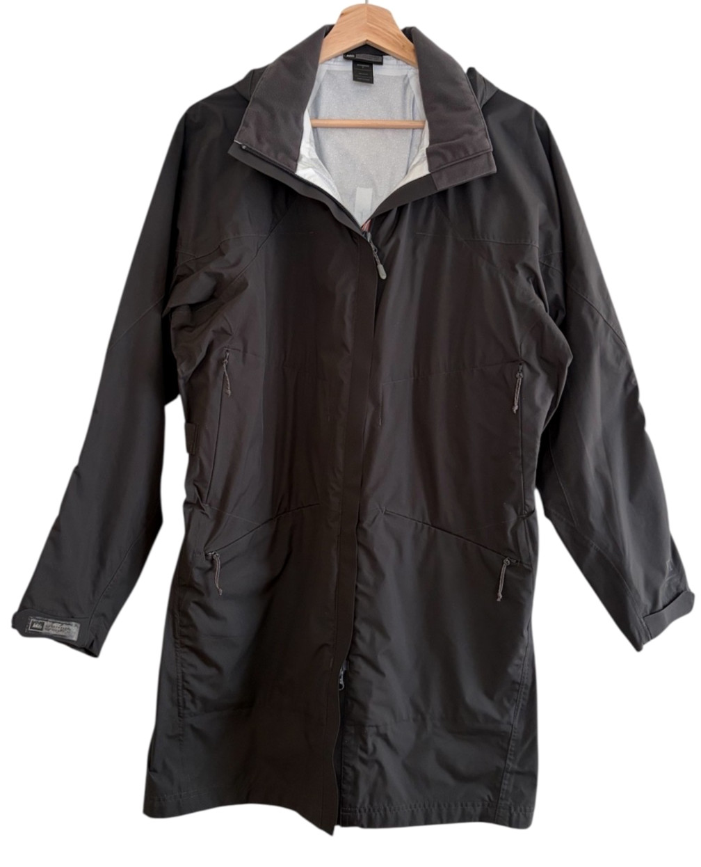 REI E1 Elements Nylon RainCoat Jacket Trench L Bl… - image 1