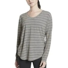 Athleta Cloudlight Stratus Striped Long Sleeve Top Women's M Black Activewear