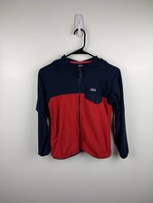 Patagonia Kids Micro D Snap Fleece Full Zip Hoodie Jacket Hole Boys Sz M 10 
