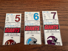 THREE DIFFERENT TICKET STUBS FROM NY GIANTS 1990 GAMES AT GIANT STADIUM