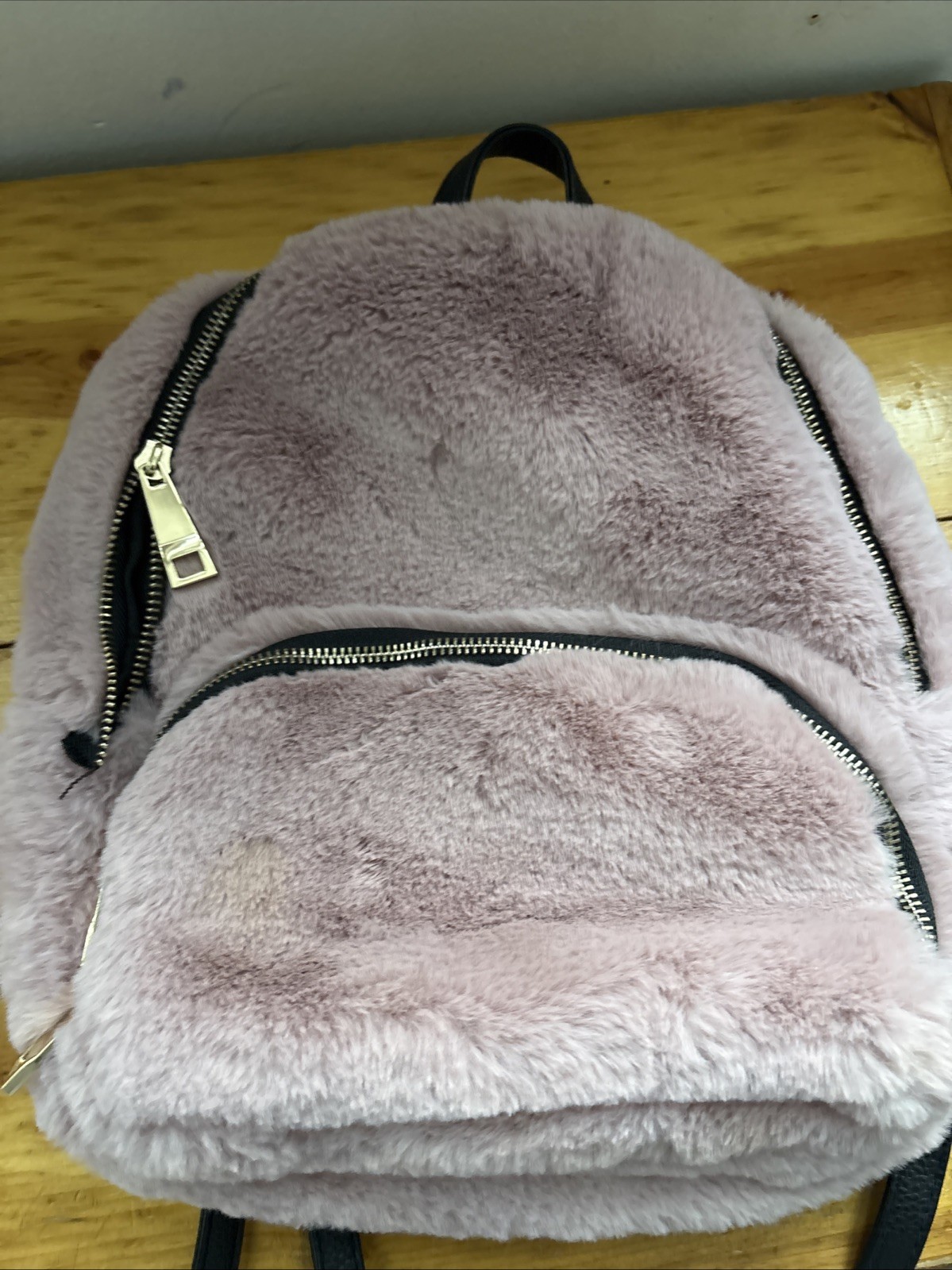 Fuzzy Mini backpack With Leather Strap 13x13 - image 1