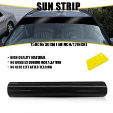 Universal Windshield Banner Matte Black Vinyl Decal Sun Strip 60x12" Gloss Black