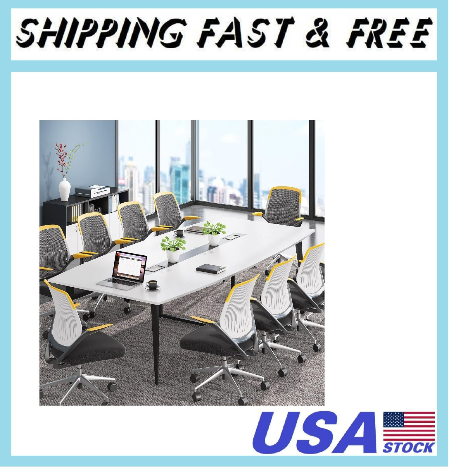 6FT Conference Table, Rustic Rectangle 70.8" W x 35.4" D Meeting Table, Modern