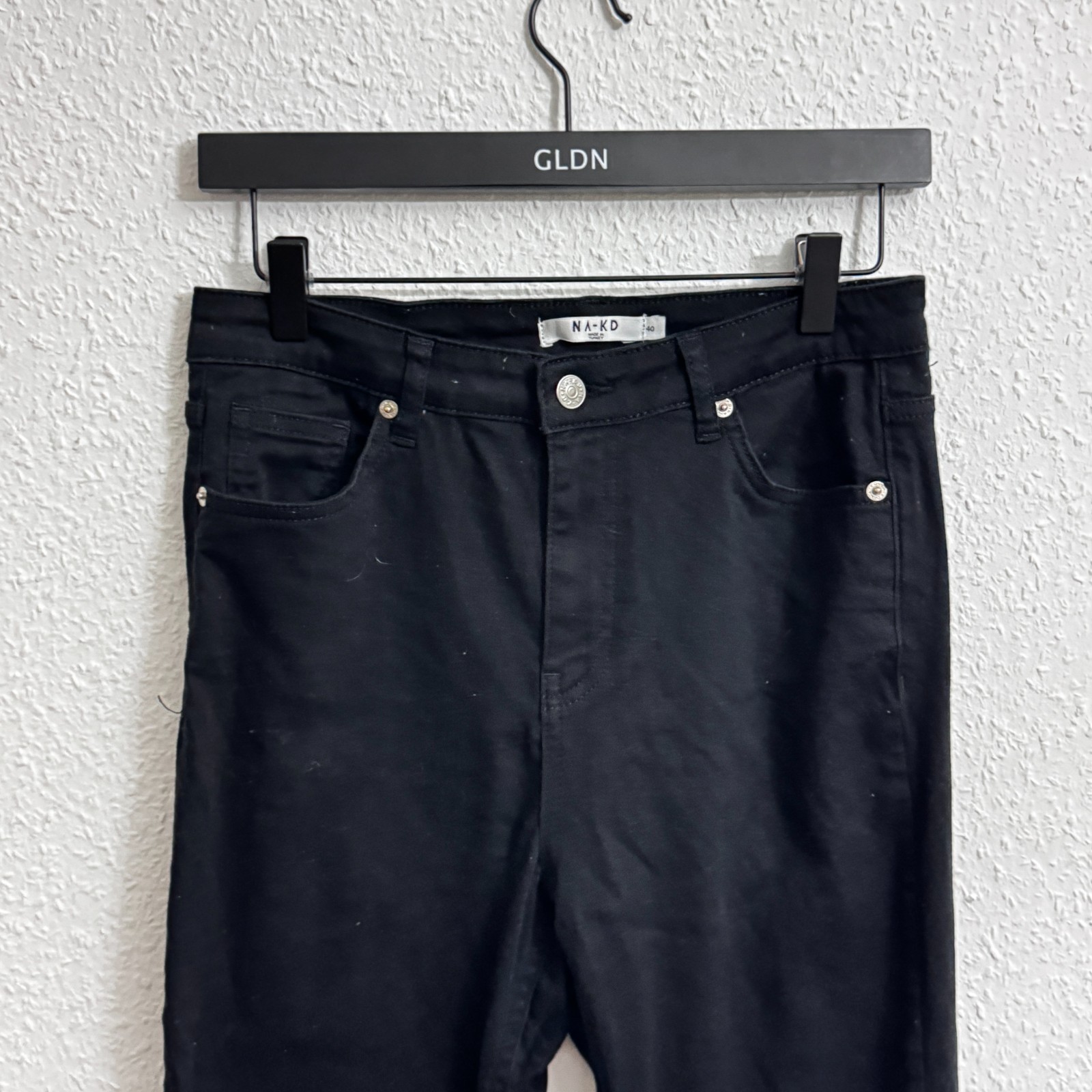 NA-KD High Waisted Straight Leg Jeans in Black - Size 40 image 6
