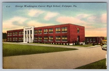 Postcard George Washington Carver High School Culpeper Virginia Linen