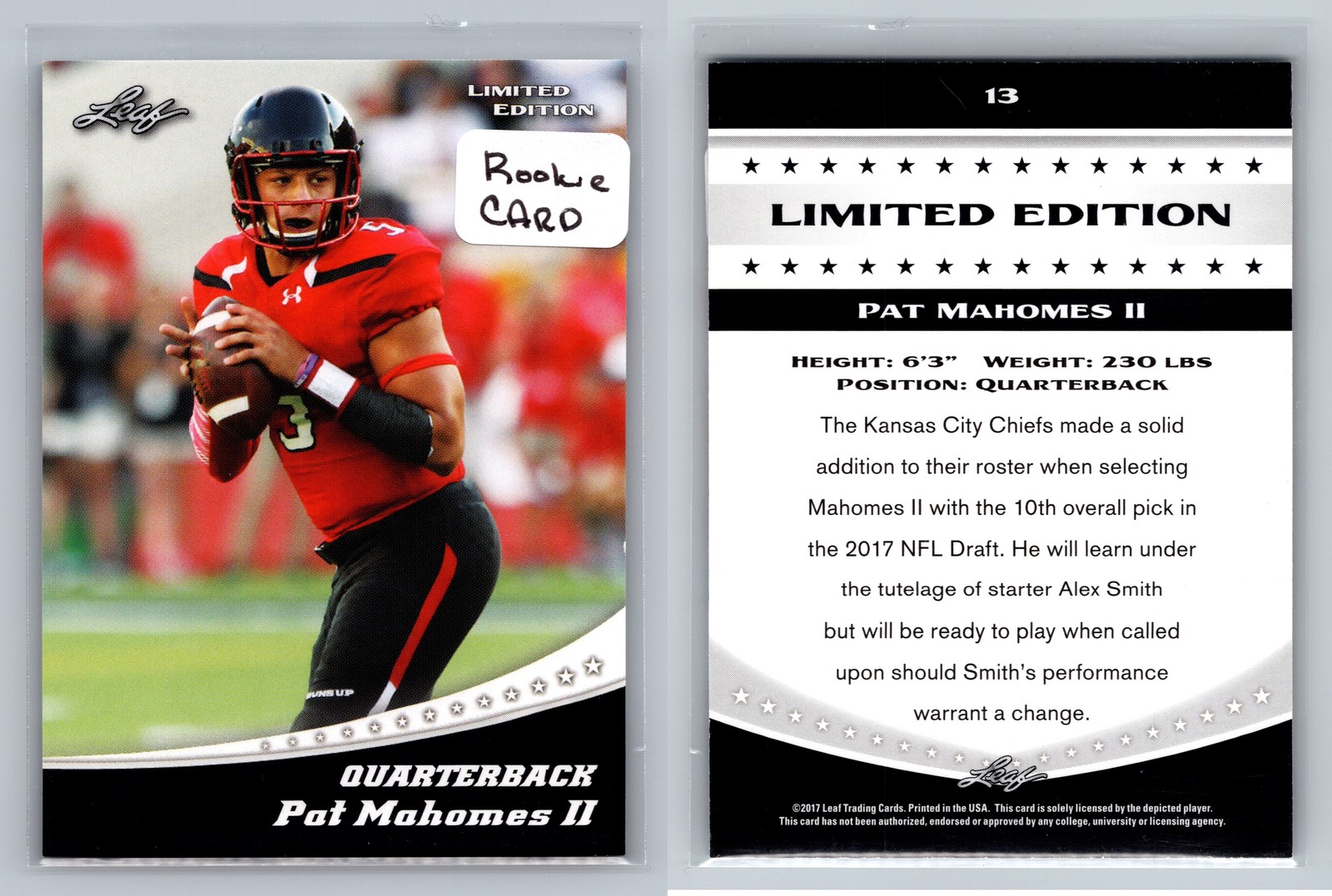 2017 Leaf Special Release Limited Edition #13 Pat Mahomes