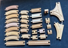 Wood Train Track Lot 30 Pieces- Curve Straight Switches - Thomas Brio Compatible