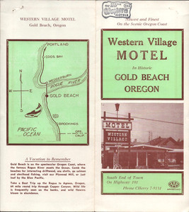 1960s GOLD BEACH, OREGON vintage advertising brochure WESTERN VILLAGE MOTEL