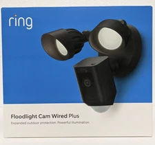 Ring Floodlight Cam Wired Plus Outdoor Full HD Surveillance Camera - Black New