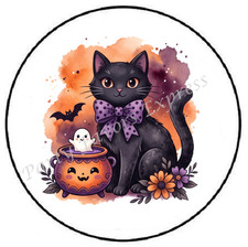 HALLOWEEN BLACK CAT WITH PUMPKIN ENVELOPE SEALS LABELS STICKERS PARTY FAVORS