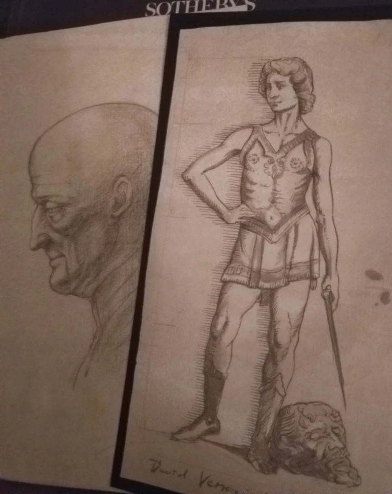 CONJUNTO de DOS Magníficos Dibujos Vintage en Estilo RENACENTISTA Foto 3 de 4