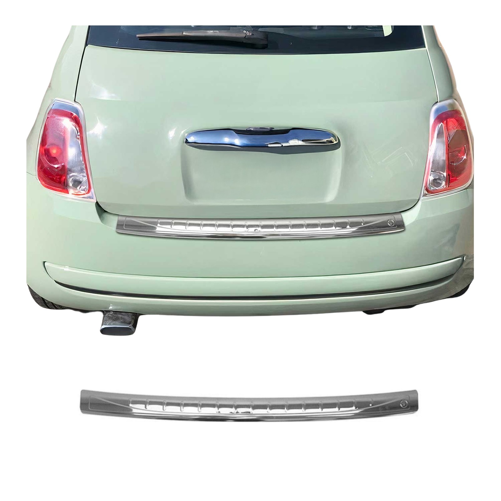 Seuil de coffre Fiat 500 inox poli idéal pour les courses et les bagages