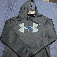 Under Armour Storm1 ColdGear Men  s Gray Fleece Logo Hoodie Loose Fit S