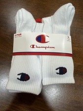 Boys White Champion Socks Large 3-7 6 Pair NWT