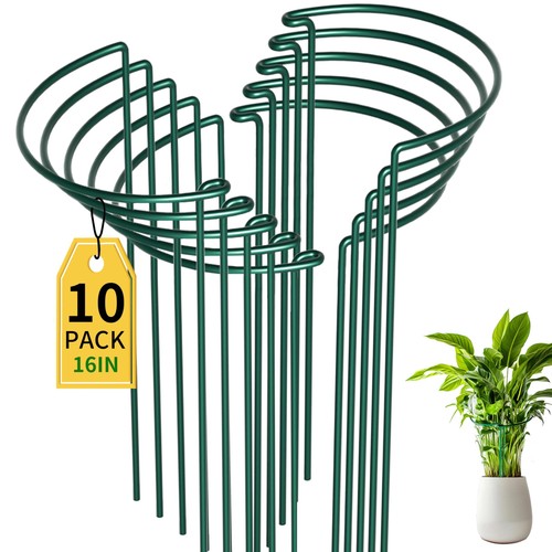 10 Pack Plant Supports for Outdoor Plants 25x40cm, Metal Half Round Garden