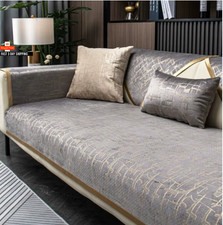 Luxus Stickerei Samt Sofabezug für Wohnzimmer, rutschfest, Heißprägestreifen