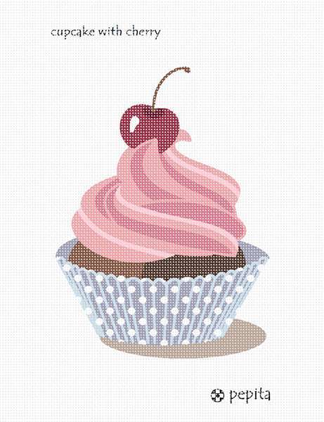 Cupcake With Cherry Needlepoint Kit or Canvas-image