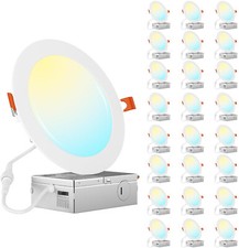 24 Pack 12W LED Recessed Light 6 inch Ultra-Thin Downlight Dimmable Ceiling Lamp