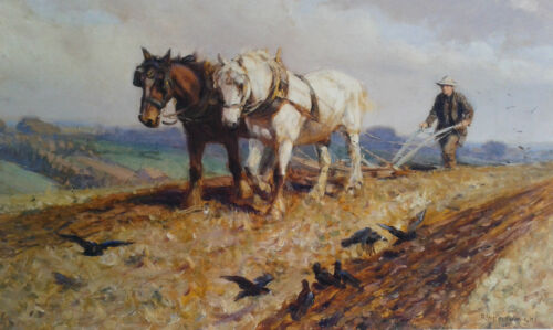 Roland Wheelwright: Limited edition print of "Plough team at work", unframed - Photo 1/5