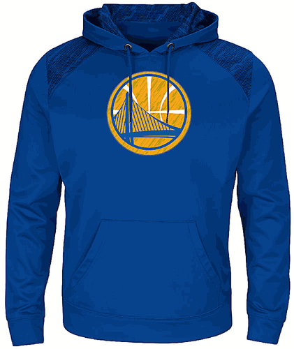 Golden State Warriors Royal Armor Pullover Synthetic Majestic Hoodie Sweatshirt - Picture 2 of 7