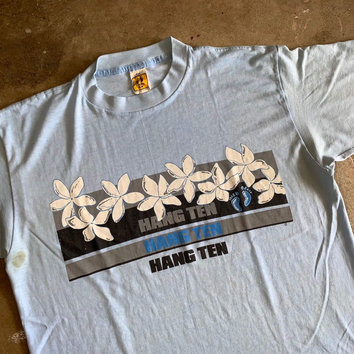70s - 80s VINTAGE HANG TEN SURF BRAND T-SHIRT MEN SZ L PAPER THIN