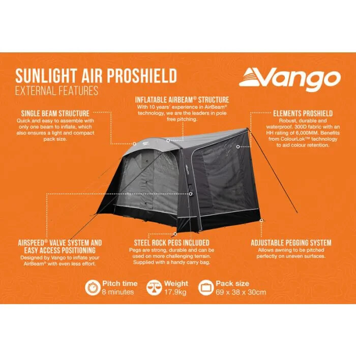 Vango Sunlight Air 380 Caravan Motorhome Inflatable Sun Canopy NEW 2025