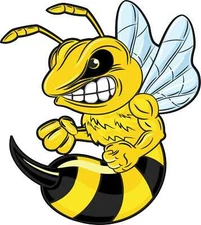 4in x 4.5in Left Facing Hornet Vinyl Sticker Car Truck Vehicle Bumper Decal