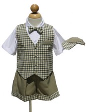 Toddler Summer Boys Short Set, Green/White, Size 4T