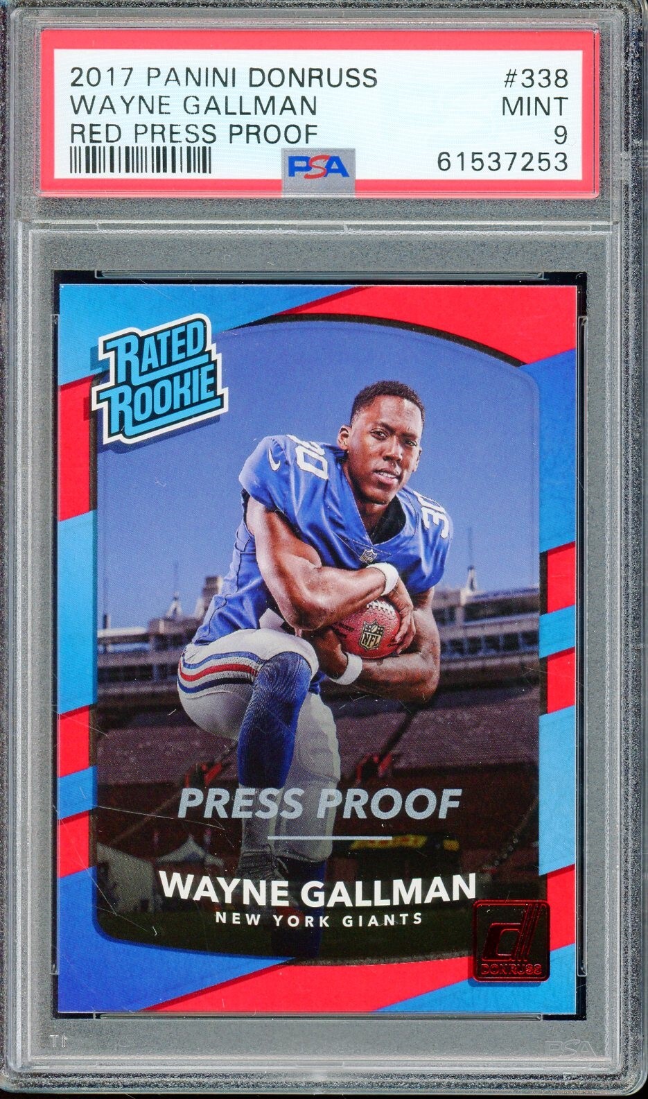 Wayne Gallman Panini Donruss #338 Red Press Proof