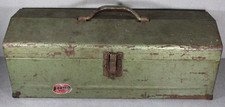 Vintage Porter Handy Tool Box Green Metal 20 in. Long With Tray Made in USA