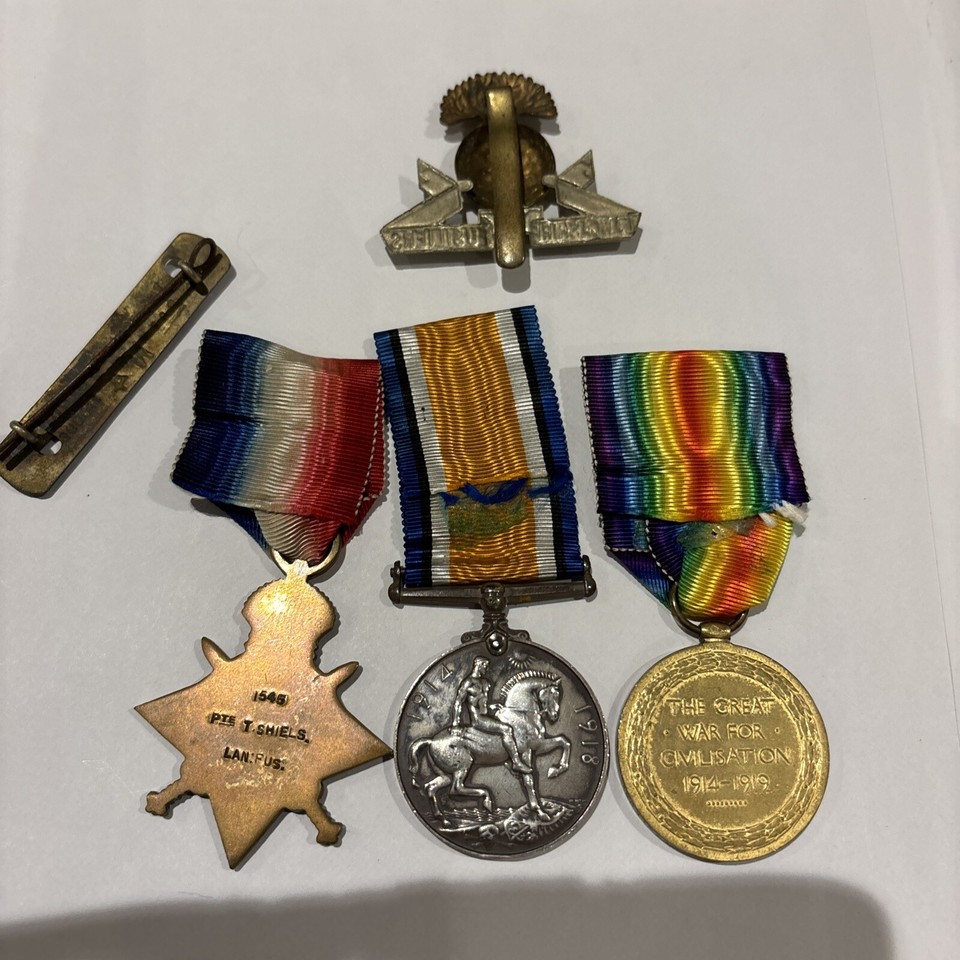 WW1 MEDAL TRIO 1/8th Bn Lancashire Fusiliers Original ribbons eBay