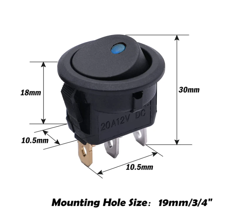 INTERRUTTORE A BILANCIERE con LED ROSSO [ switch camper pulsante 12V auto moto ] - Immagine 2 di 4