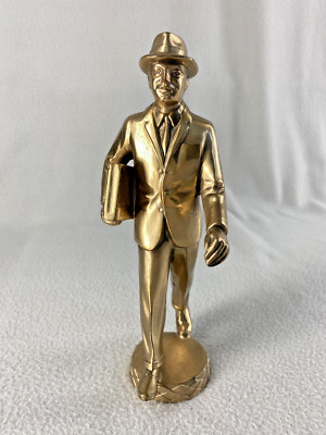1961 R S Owens Man Walking With Briefcase Figure Award Trophy Topper 9'' Tall Vtg