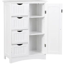Bathroom Storage Cabinet Freestanding Floor Cabinet with 4 Drawers and 1 Door 