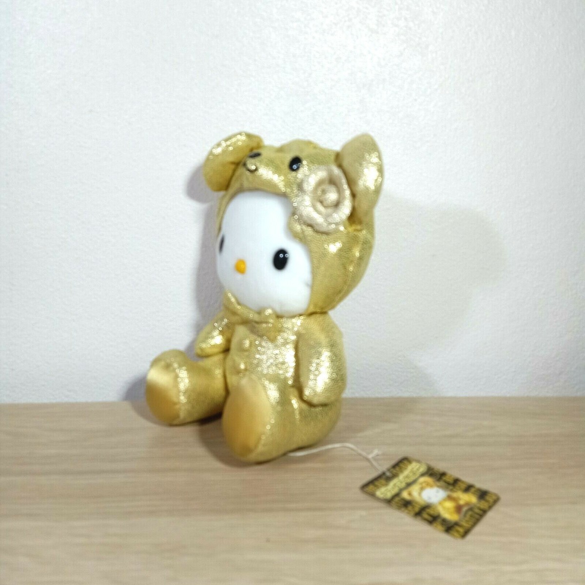 Rare Hello Kitty Bear Story Osaka Gold Teddy Plush Toy Sanrio