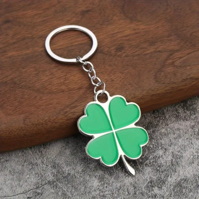 Lucky Four Leaf Clover Keychain - Gift for Men and Women - New Car Gift Idea