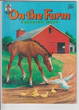 ON THE FARM Vintage Merigold Press Coloring Book Unused