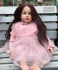 30" Realistic Reborn Baby Doll Hand-Rooted Long Hair Toddler Girl Soft Body Gift