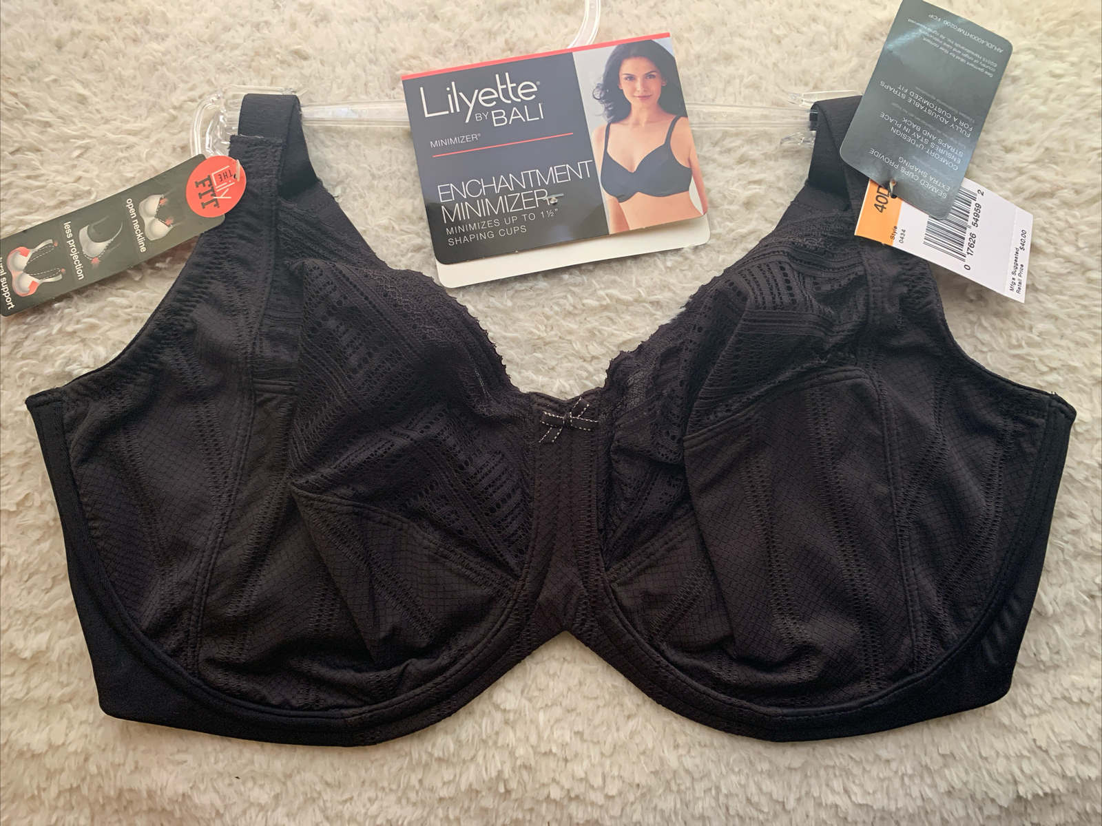 Bali Lilyette Enchantment Minimizer Bra 40DD Black With Underwire eBay