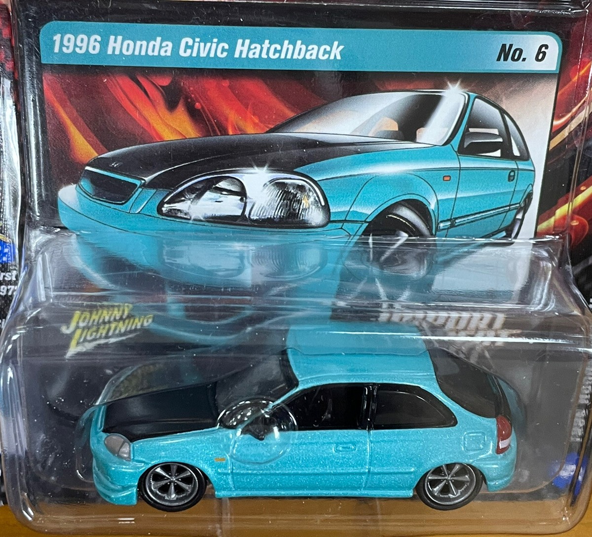 JOHNNY LIGHTNING 1996 Blue HONDA CIVIC HATCHBACK IMPORT HEAT