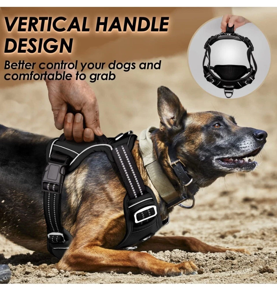 Dog Harness Size Large No Pull Black In Color Soft Reflective Vest