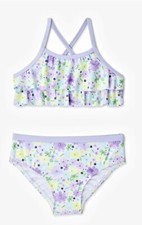 WONDER NATION 2T Swimsuit Toddler Baby Girls Floral Laven 2 Piece Bikini Set New