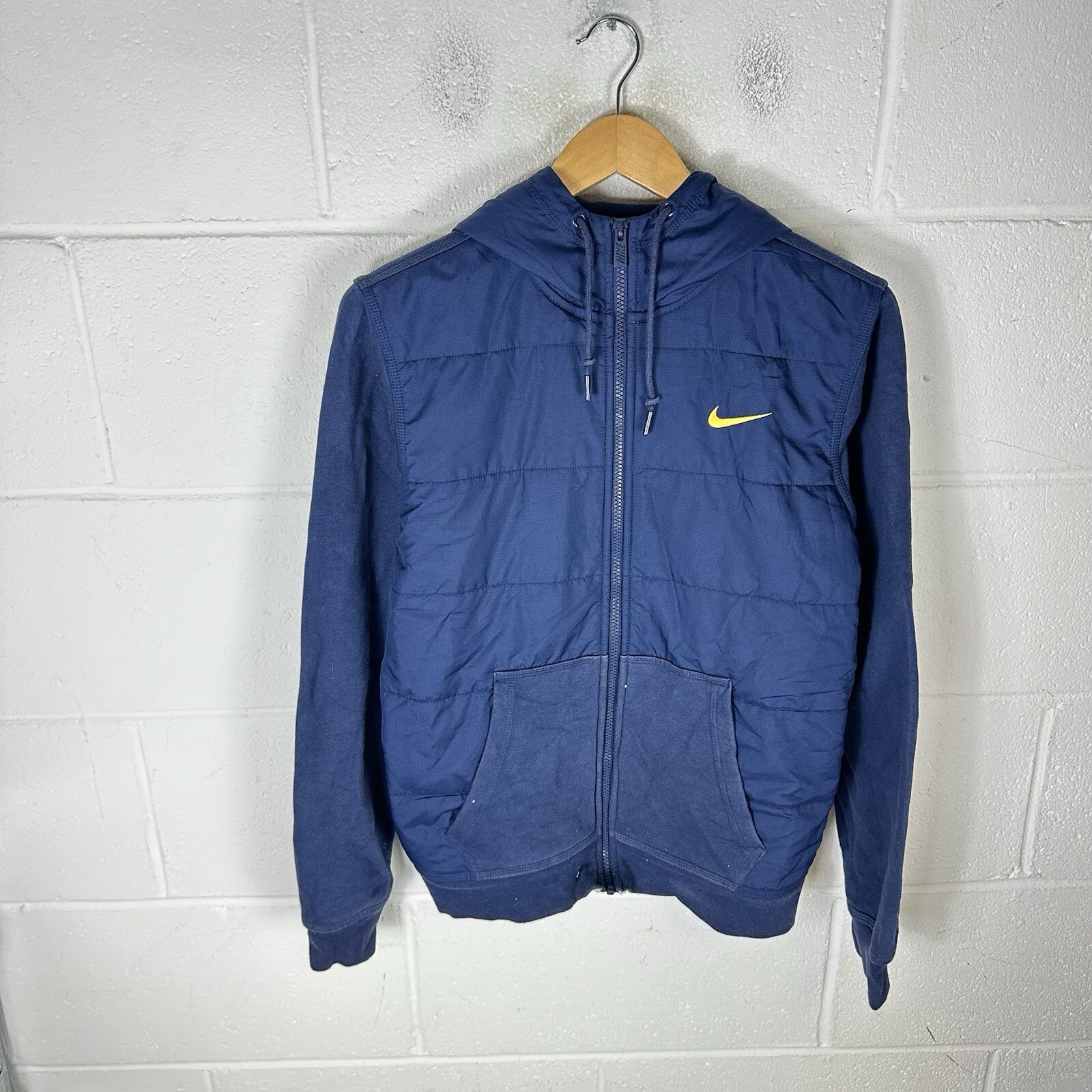 SACAI X NIKE Nike Giacca Uomo Piccola Blu Puffer Isolata Swoosh Cappuccio Giacca Ibrida Cappotto