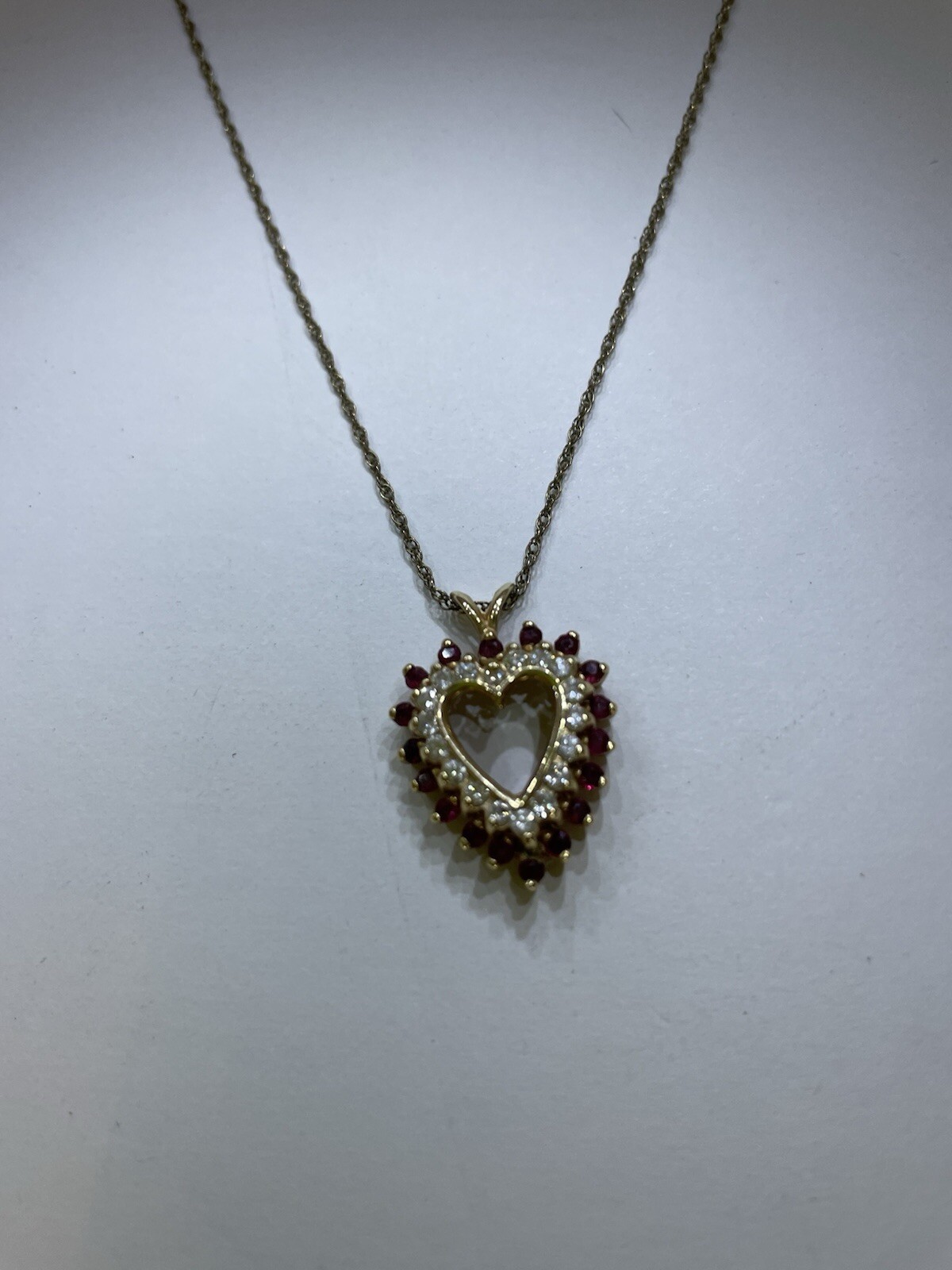 2Ct Round Lab Created Red Ruby Heart Pendant 14K … - image 9